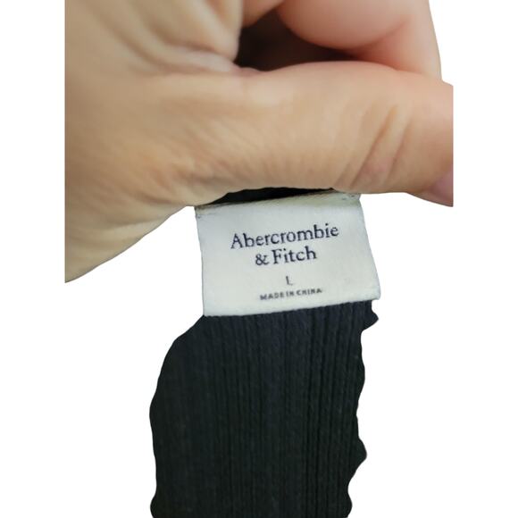 Abercrombie and Fitch Black Ribbed Midi Dress SZ L - Picture 6 of 7